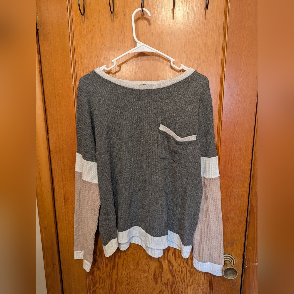 Stylish Gray and Cream Women's Sweater